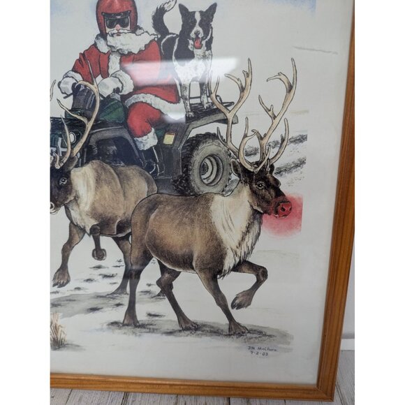 Jane McClure Jane's Prints Santa Claus on ATV Rudolph Country Framed Print - Picture 3 of 5